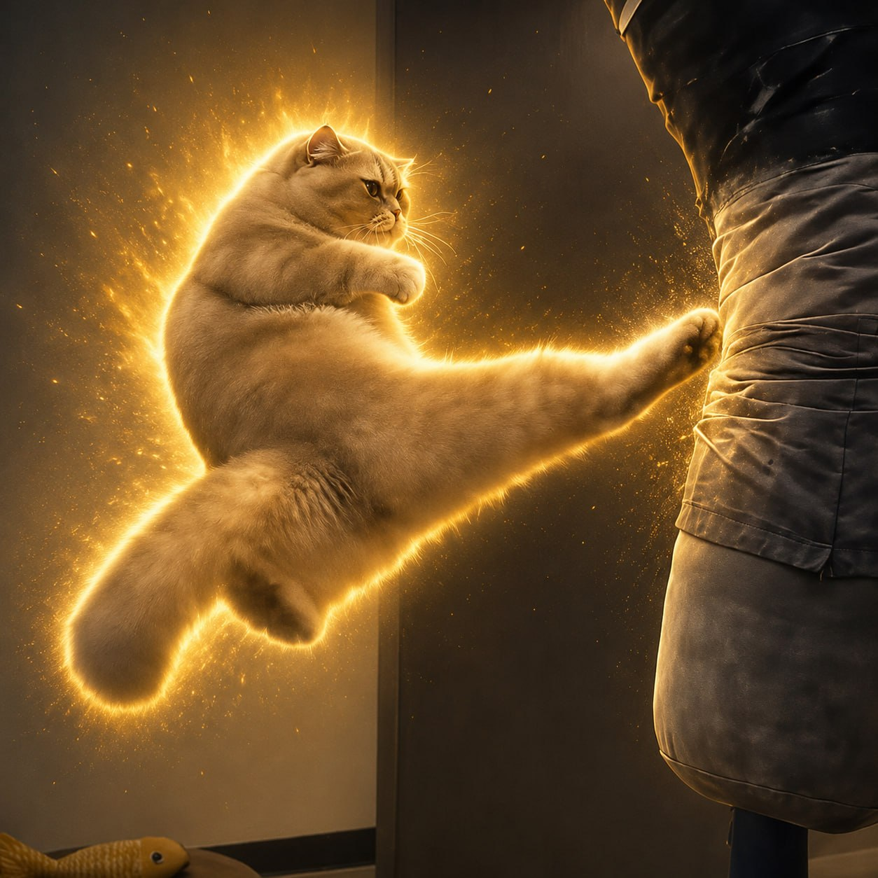 KAT preparing a flying kick